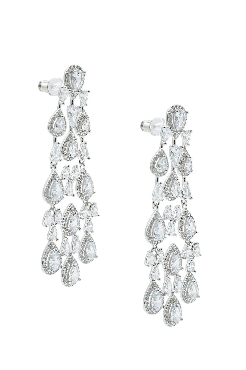 Corrine Silver Embellished Drop Earrings