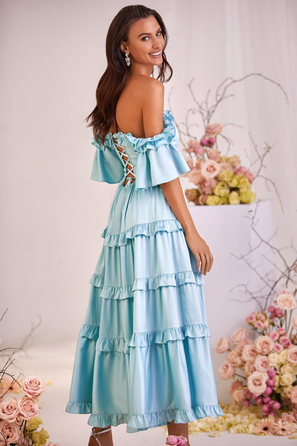 Belle Dress Alamour The Label Belle Blue Satin Midi Dress | Afterpay | Klarna | Zip Pay