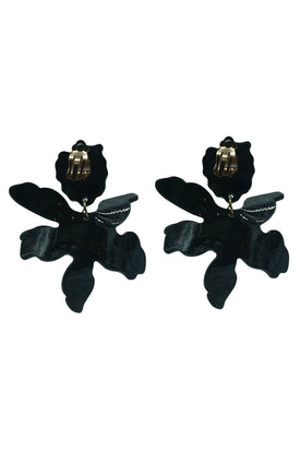 Luna Black Flower Statement Earrings