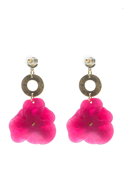 Petra Magenta Flower Drop Earrings Alamour The Label Petra Magenta Flower Drop Earrings | Afterpay | Klarna | Zip Pay