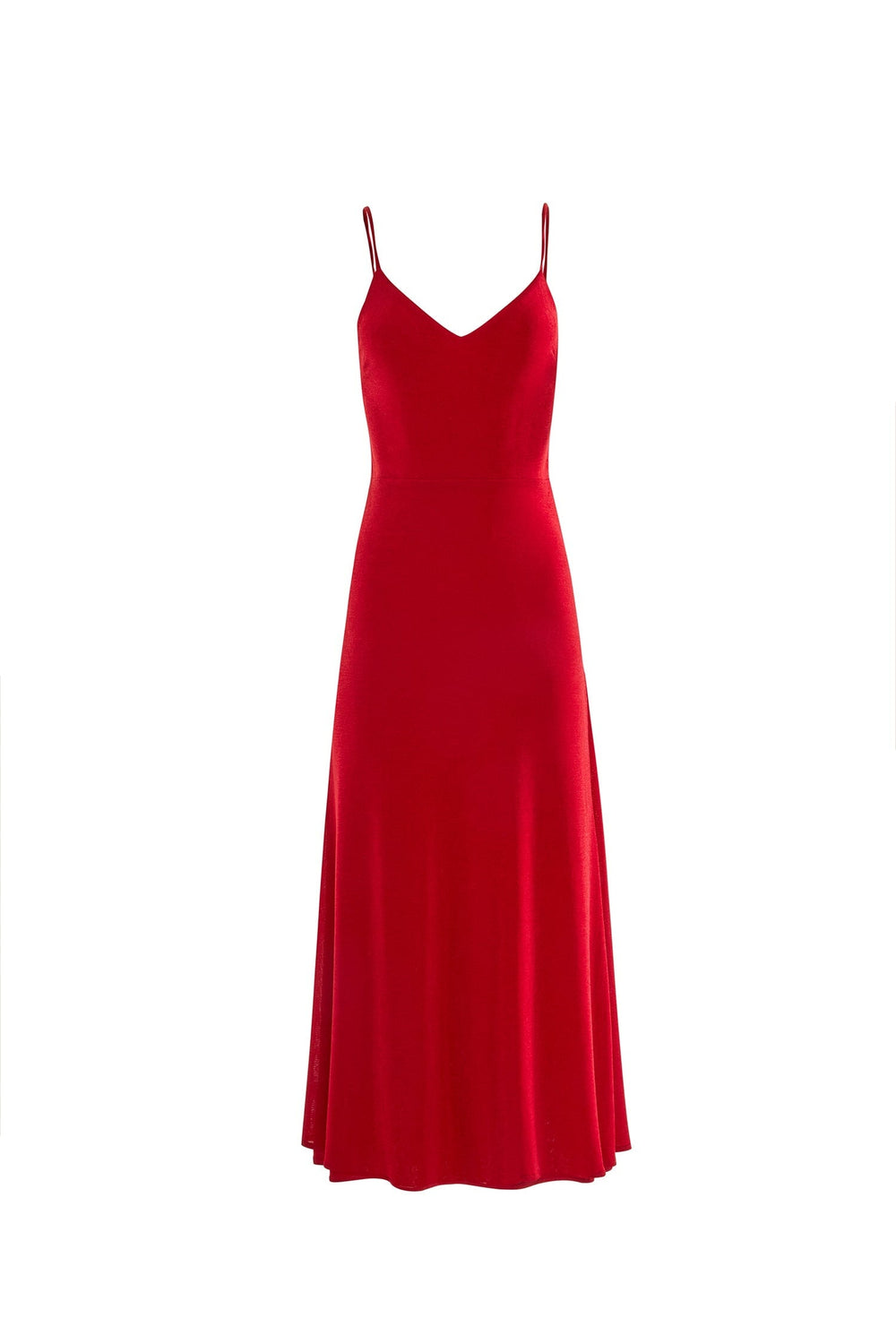 Roza Red Jersey Midi Dress with Open Back