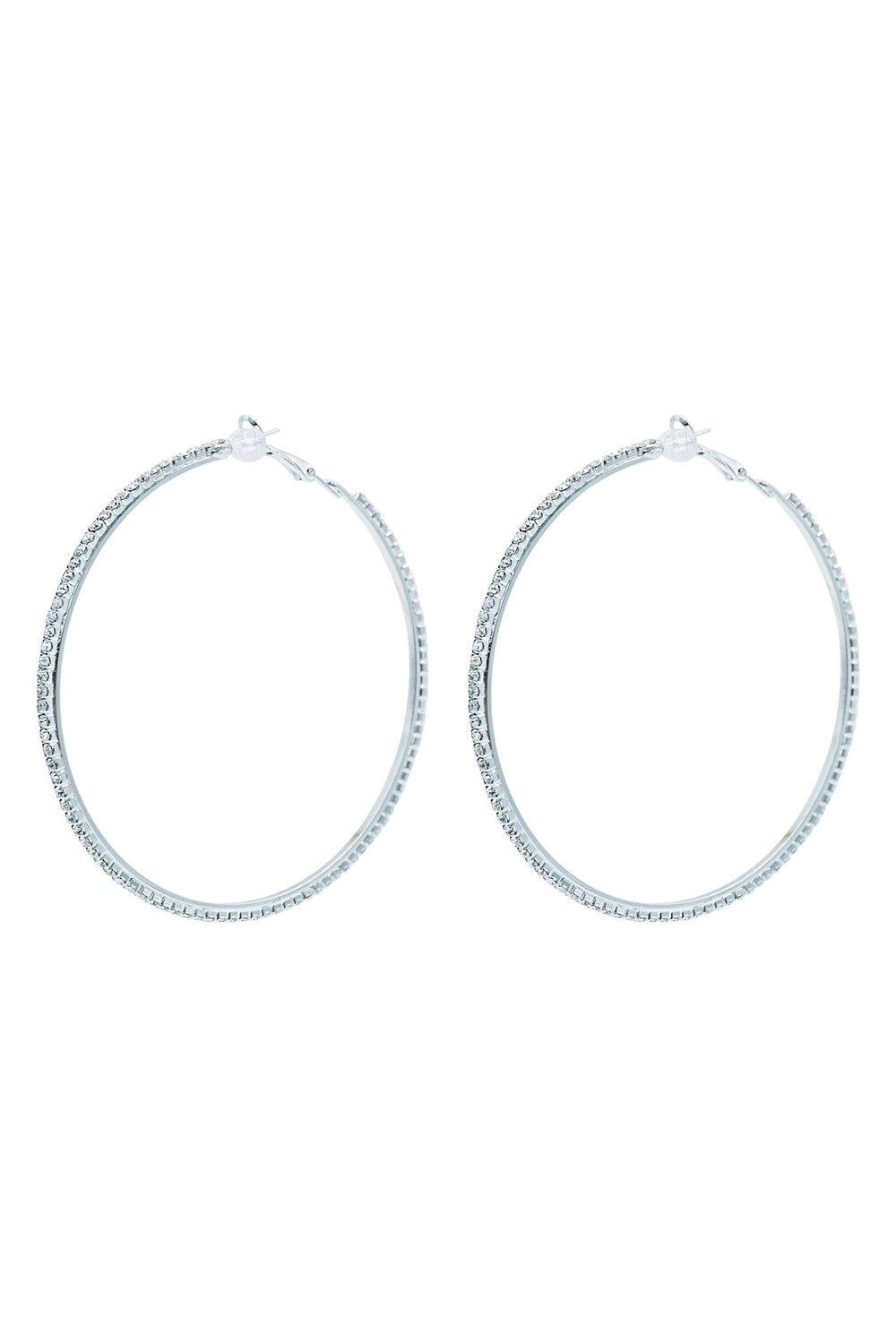 Ellen Silver Diamante Hoop Earrings