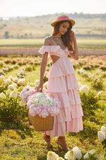 Lupita Pink Poplin Cut-Out Maxi Dress