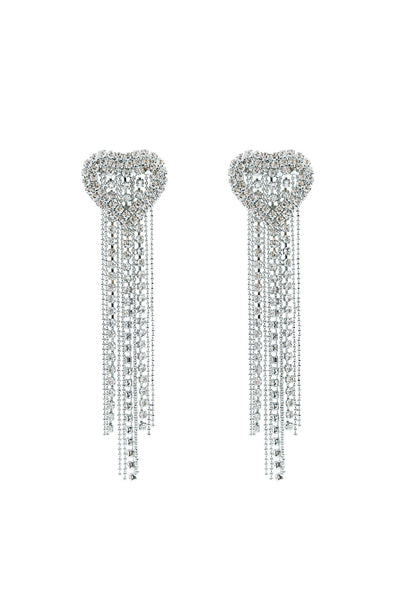 Monique Silver Diamante Heart Earrings