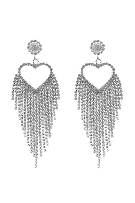 Latika Silver Heart Drop Earrings