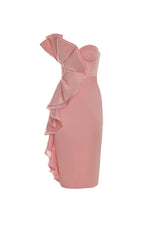 Clementine Dress - Sculptured Flounce Midi Statement Dress