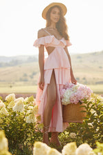 Lupita Pink Poplin Cut-Out Maxi Dress