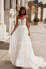 Carissa Gown - Layered Lace & Tulle Strapless Bridal Gown with Pearls