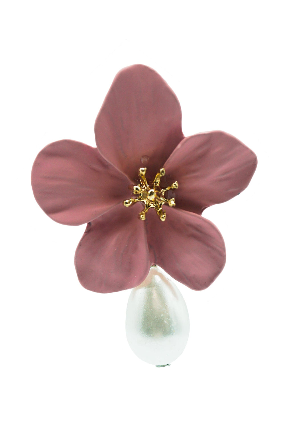Adele Pink Flower Pearl Studs