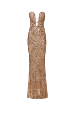 Laurie - Gold Sequin Gown with Plunge Neckline and Mermaid Silhouette