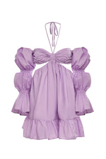Dalida Purple Poplin Mini Dress with Waist Cut-Outs