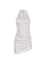 Blanche White Satin Mini Cowl Neck Dress