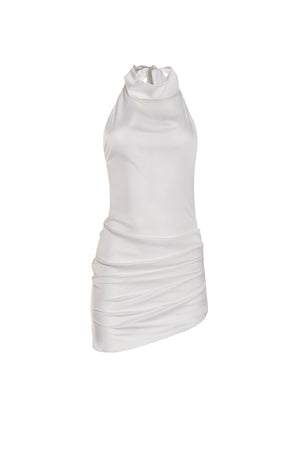 Blanche White Satin Mini Cowl Neck Dress | Afterpay | Zip Pay | Sezzle