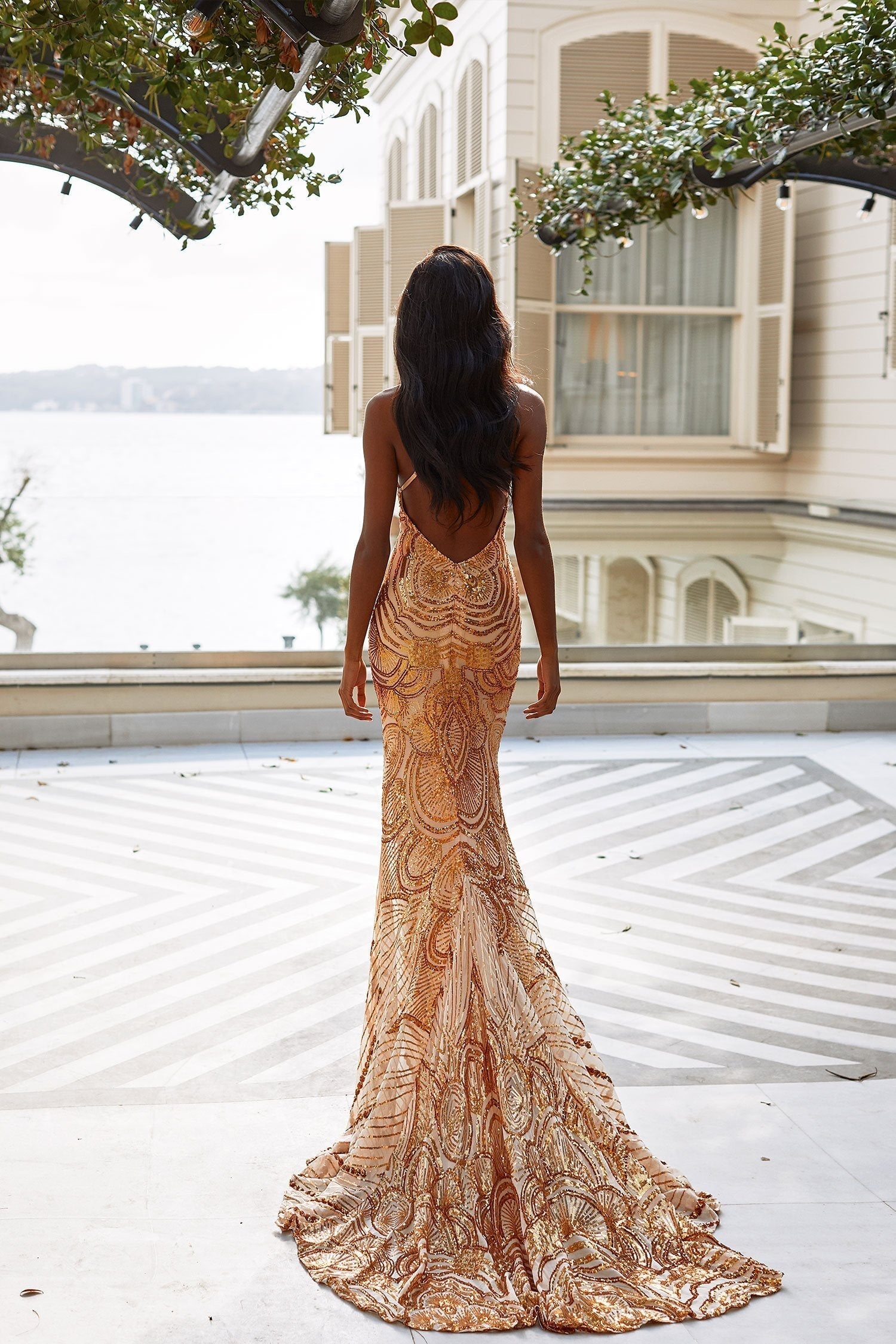 Gold Backless Dresses