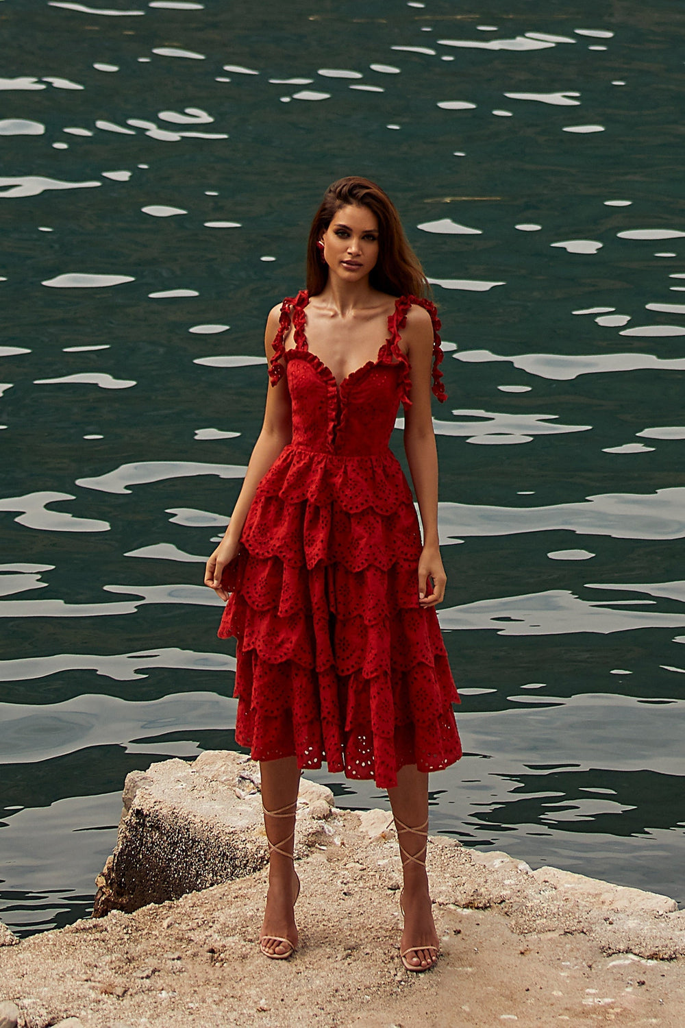 Eldora Dress Alamour The Label Eldora Red San Gallo Lace Midi Dress | Afterpay | Laybuy | Klarna