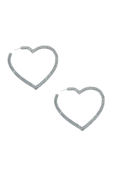 Gaia Silver Crystal Heart Hoop Earrings Alamour The Label Gaia Silver Crystal Heart Hoop Earrings | Afterpay | Klarna