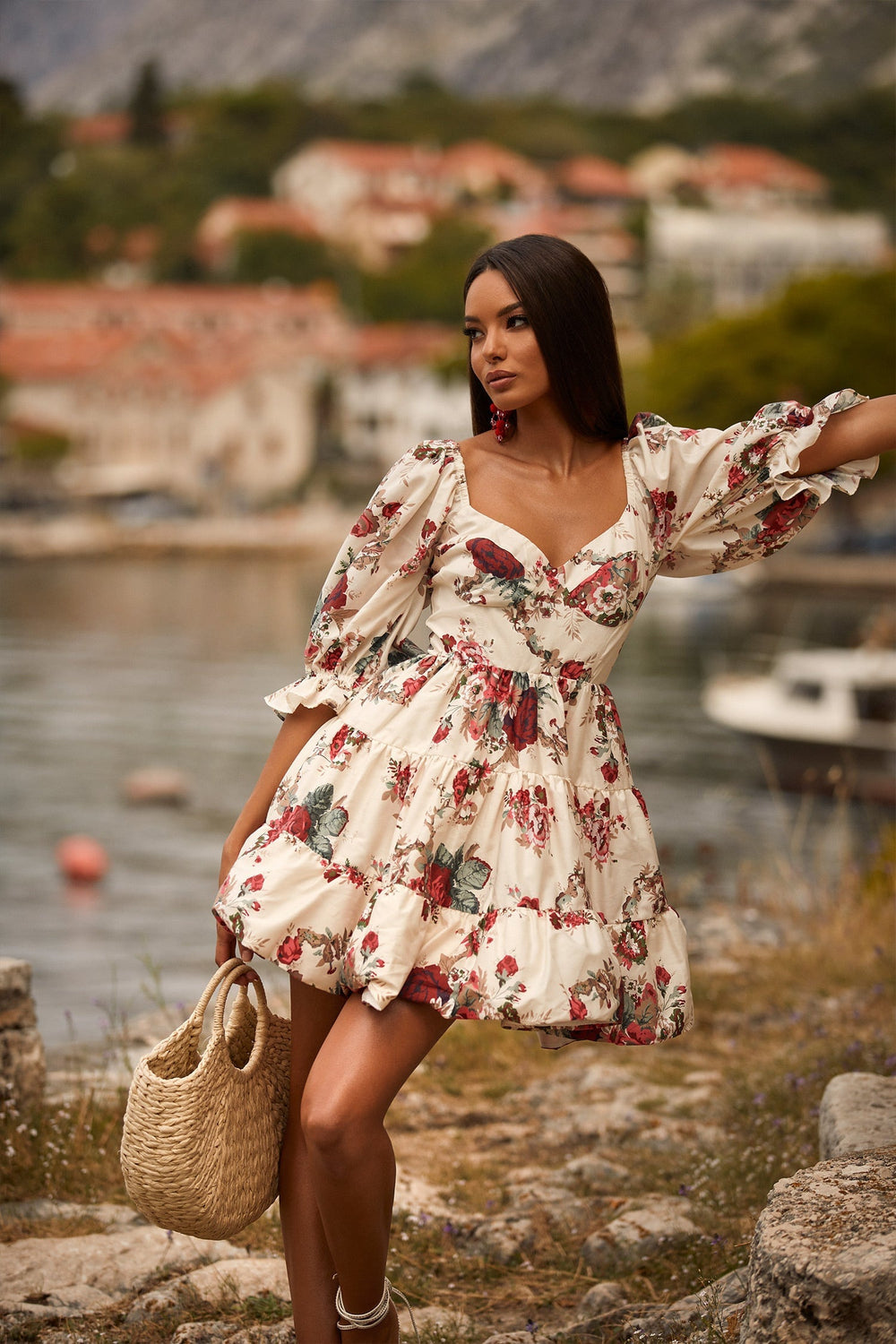 Munira Floral Linen Mini Dress 