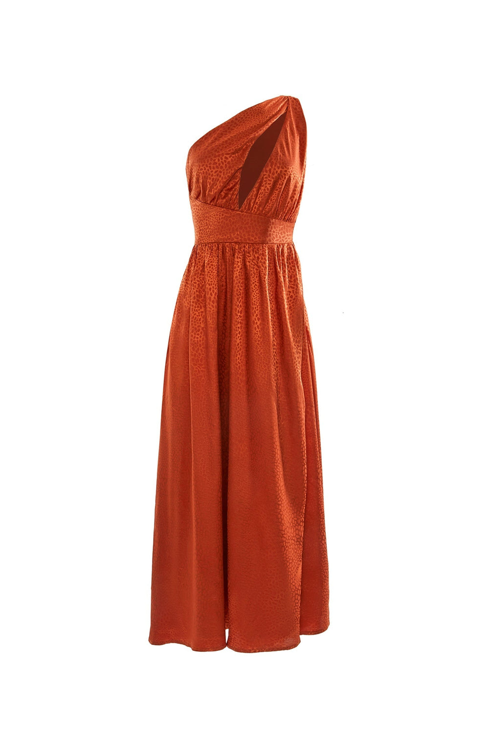 Eloisa Orange Rust Midi Dress with Bodice Cut-Out