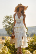 Zaina Dress Alamour The Label Zaina Lace Midi Dress with Sheer Sides | Afterpay | Laybuy | Klarna