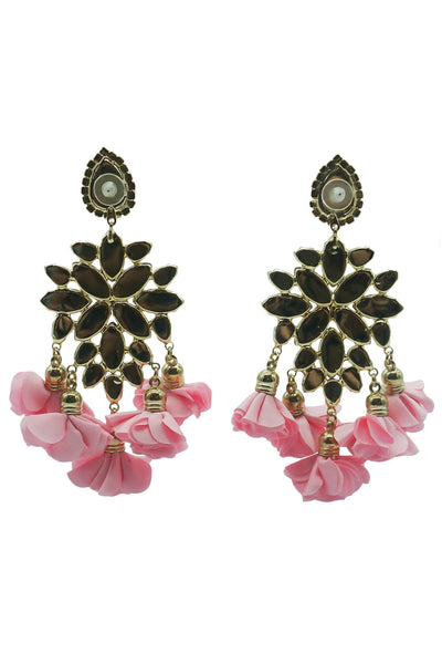 Cecily Pink Flower Drop Earrings Alamour The Label Cecily Pink Flower Drop Earrings | Afterpay | Klarna | Zip Pay