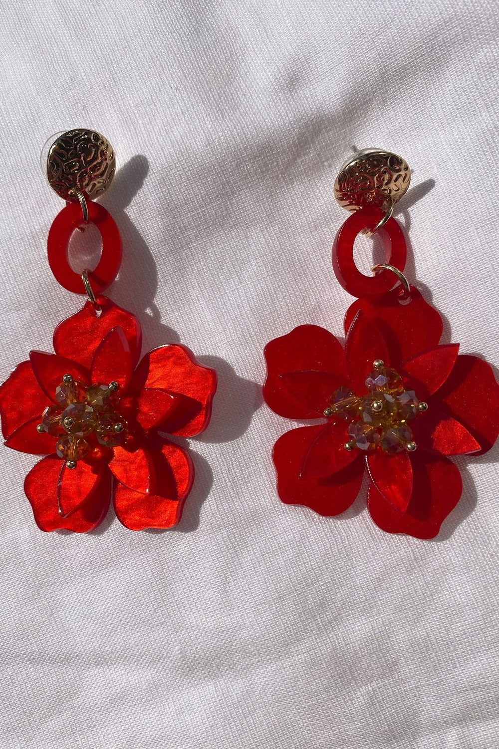 Petra Red Flower Drop Earrings