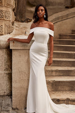 SAMPLE - Crystal Gown Alamour The Label SAMPLE Crystal White Off Shoulder Gown | Afterpay | Zip Pay | Sezzle