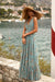 Duaa Teal Floral A-Line Maxi Dress 