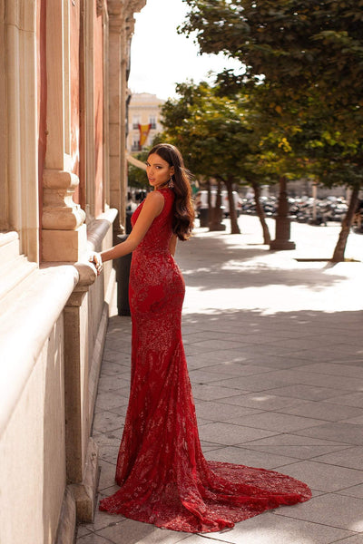 Coletea Sequin Gown - Deep Red Alamour The Label Coletea Red Sequin Gown | Afterpay | Zip Pay | Sezzle | LayBuy