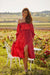 Paula Red Satin Off-Shoulder Dress