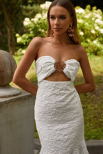 Angele Dress Alamour The Label Angele White Jacquard Midi Dress | Afterpay | Zip Pay | Sezzle