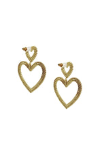 Chloe Gold Embellished Duo Heart Earrings
