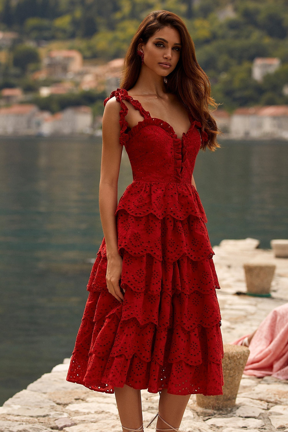 Eldora Dress Alamour The Label Eldora Red San Gallo Lace Midi Dress | Afterpay | Laybuy | Klarna