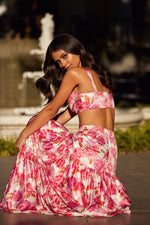 Liviana Set Alamour The Label Liviana Pink Floral Cropped Top And High Waist Skirt Set | Afterpay