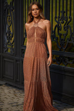 Elisabeta Iridescent Rust Maxi Dress