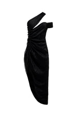 Matilda Black Iridescent Midi Dress with Side Slit