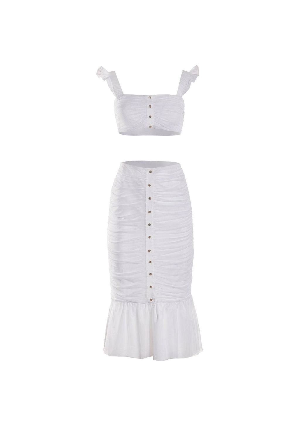 Margot Set Alamour The Label Margot White Mesh Ruched Set | Afterpay | Laybuy | Klarna