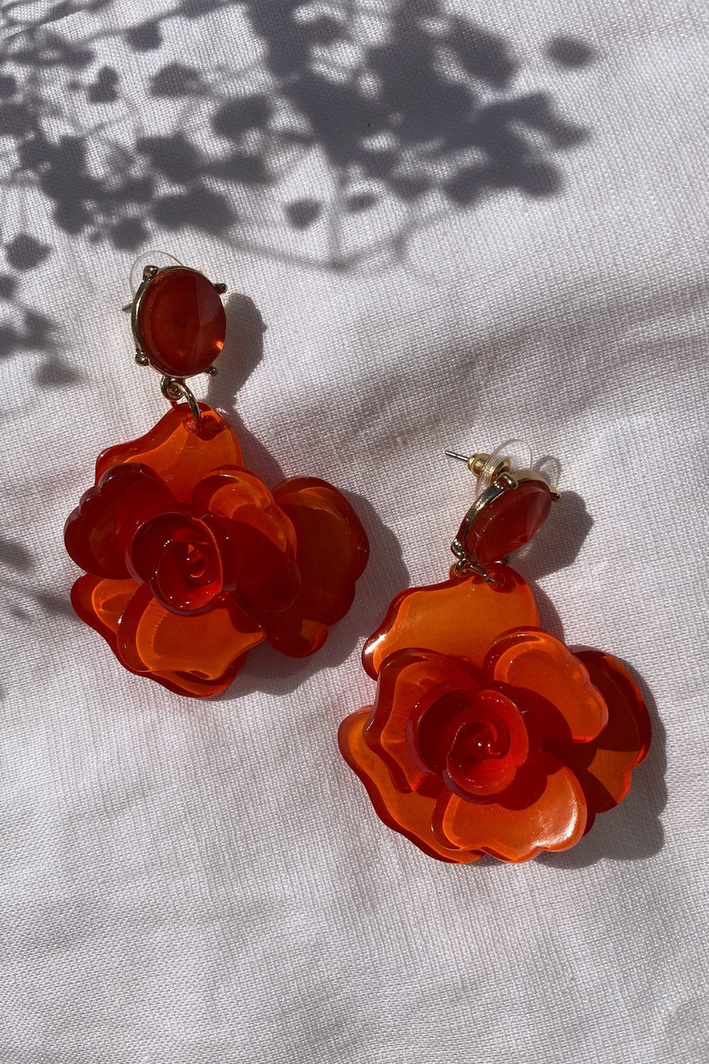 Camilla Orange Acrylic Flower Earrings