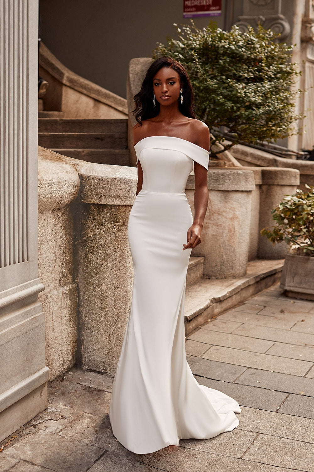 Crystal White Off Shoulder Gown, Afterpay, Zip Pay