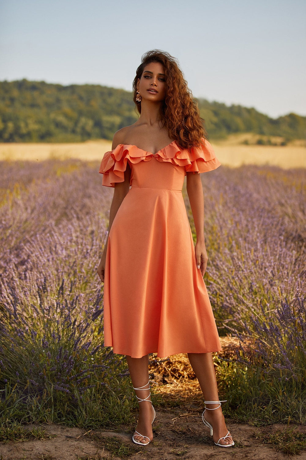 Aviana Dress Alamour The Label Aviana Orange Ruffled Bodice Mid Dress | Afterpay | Zip Pay | Sezzle