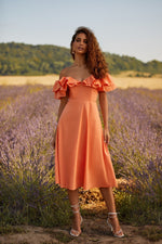 Aviana Dress Alamour The Label Aviana Orange Ruffled Bodice Mid Dress | Afterpay | Zip Pay | Sezzle