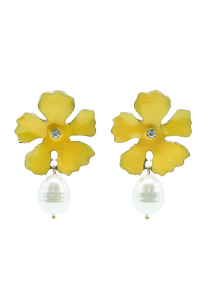 Maria Yellow Pearl Drop Earrings Alamour The Label Maria Yellow Pearl Drop Earrings | Afterpay | Klarna | Zip Pay