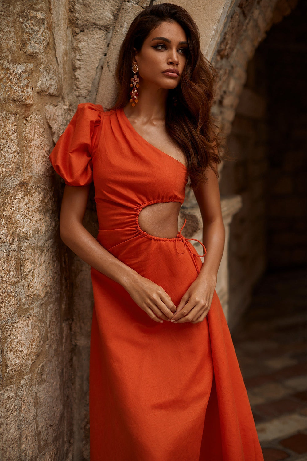 Morena Dress Alamour The Label Morena Orange Linen Midi Dress | Afterpay | Klarna | Zip Pay