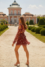 Annabell Dress Alamour The Label Annabell Dress Cut Out Floral Mini Dress with Sheer Sleeves