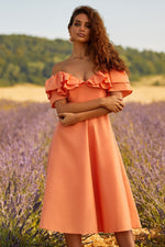 Aviana Dress Alamour The Label Aviana Orange Ruffled Bodice Mid Dress | Afterpay | Zip Pay | Sezzle
