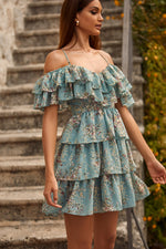 Aneera Floral Teal Mini Dress 