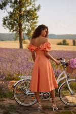 Aviana Dress Alamour The Label Aviana Orange Ruffled Bodice Mid Dress | Afterpay | Zip Pay | Sezzle
