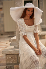 Lucia Short Sleeve Lace Midi Dress 