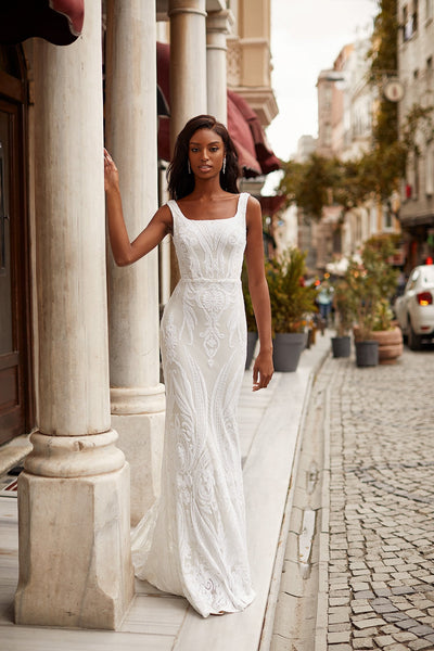Cyndi - White Alamour Made-To-Order Cyndi White Sequin Gown | Afterpay | Klarna | Zip Pay