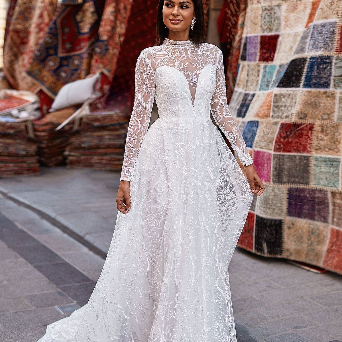 Caria Sheer Long Sleeve Bridal Gown | Afterpay | Zip Pay | Sezzle