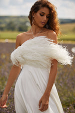 Eleora Feather Off-Shoulder Midi Dress